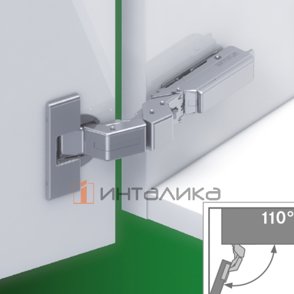 Петля GRASS Tiomos 110°, для тонких фасадов от 12 мм, с доводчиком, Ø35, под саморезы, никель – 1