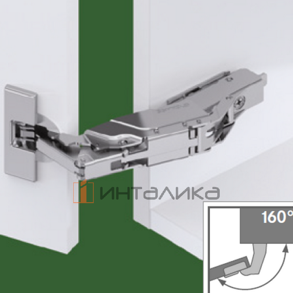 Петля GRASS Tiomos 160°, для большого угла открывания, 16-32 мм, накладная, с доводчиком, Ø35, под саморезы, никель – 3