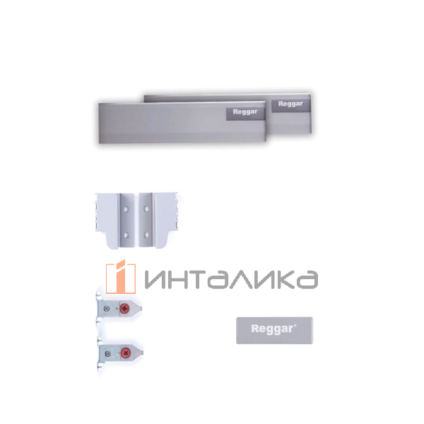 Комплект двустенного ящика REGGAR DWD, с доводчиком, полное выдвижение, H84, NL450, G40, светло-серый – 2