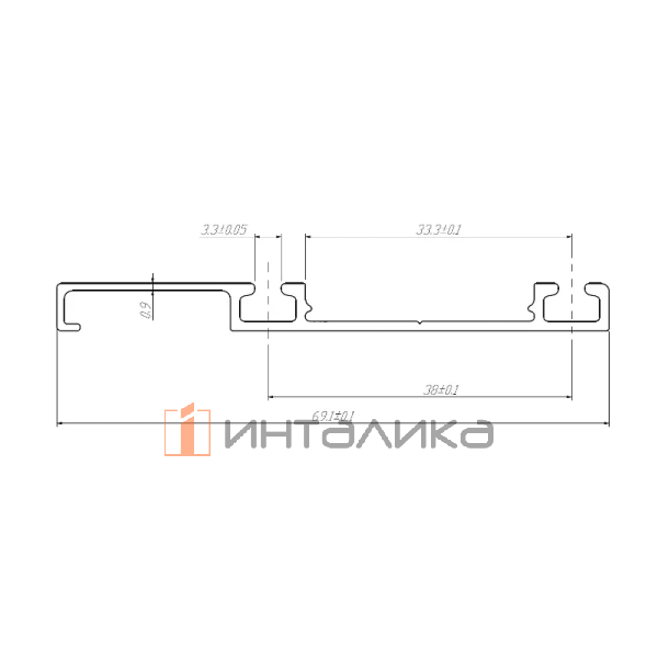 Направляющая нижняя с декоративной вставкой FIRMAX FM409, накладной монтаж, L3000, серебро – 2