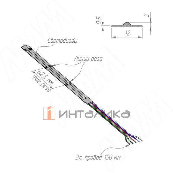 LUX, COB лента светодиодная, RGBW, 896 диодов, 24V, 5 м, CRI 90, RGB и нейтральный белый 4000К, IP20, 16W/1м – 3