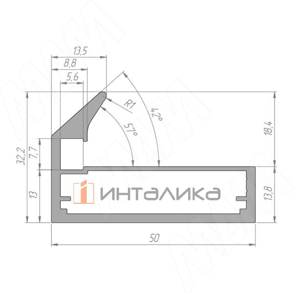 PRIME Профиль рамочный широкий, с наклонной ручкой, черный (анод), L-3000 – 2