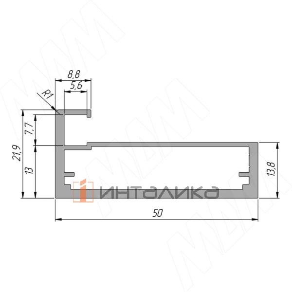 PRIME Профиль рамочный широкий, 50х20х8, серебро брашированное (анод), L-3000 – 2