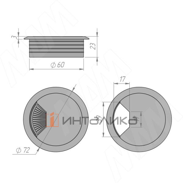 Заглушка кабель-канала, пластиковая, круглая, d=60 мм, темно-коричневая – 2