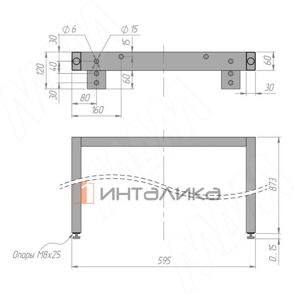 Толедо опора для стола П-образная, 60х30, 595xH873+15 мм, золото матовое – 5