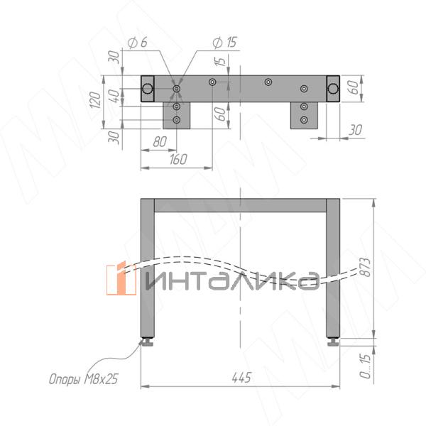 Толедо опора для стола П-образная, 60х30, 445xH873+15 мм, золото матовое – 5