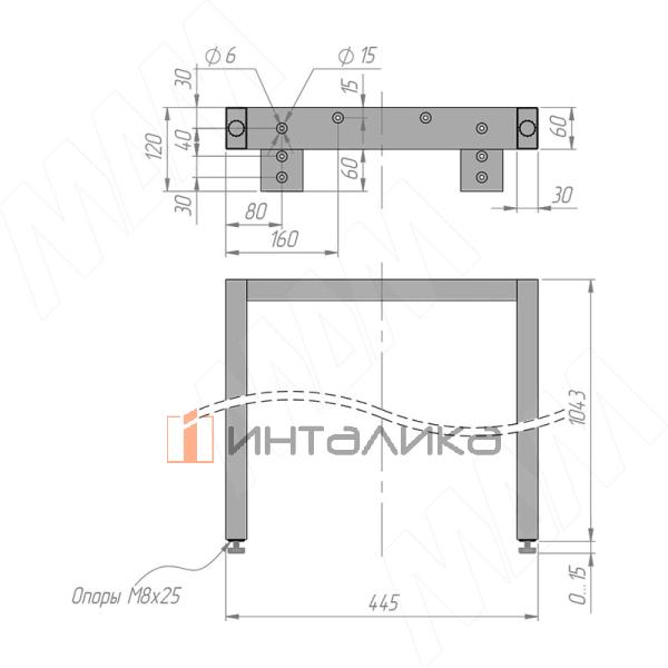 Толедо опора для стола П-образная, 60х30, 445xH1043+15 мм, золото матовое – 5