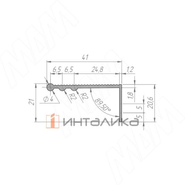 Профиль-ручка крепление саморезами, алюминий матовый (анод), L-3000мм – 3