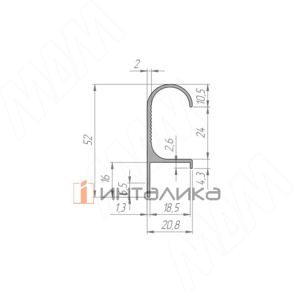 Профиль-ручка крепление саморезами для фасада 18мм, золото матовое (анод), L-3000мм – 3