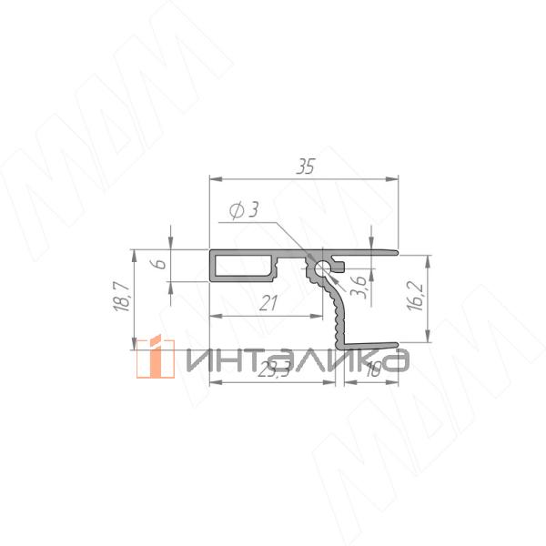 GOLIGHT Профиль-ручка для верхней базы, под светодиодную ленту, алюминий матовый (анод), L-3000мм – 3