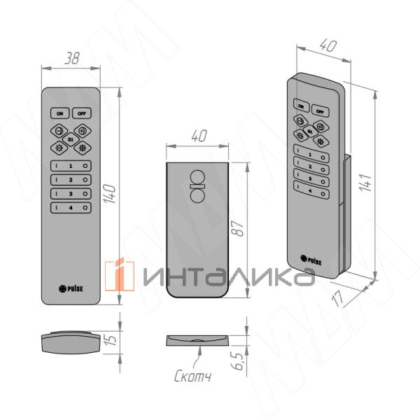 SMART, Пульт дистанционного управления контроллером для монохромной, CCT ленты, 4 зоны, магнитное крепление, 2.4 ГГц – 3