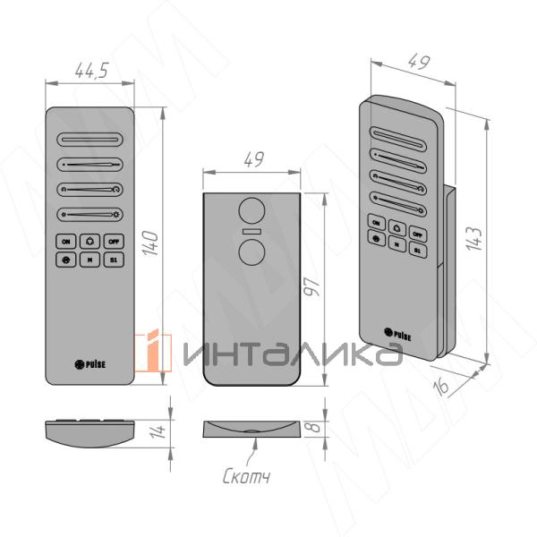 SMART, Пульт дистанционного управления контроллером для лент SPI, сенсорный, магнитное крепление, 2.4 ГГц – 3