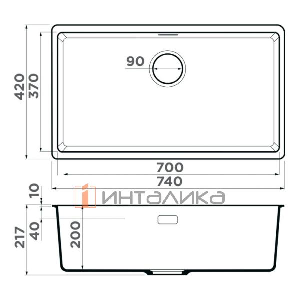 Мойка Omoikiri KATA 74-U Artgranit, 800, под столешницу, leningrad grey – 2