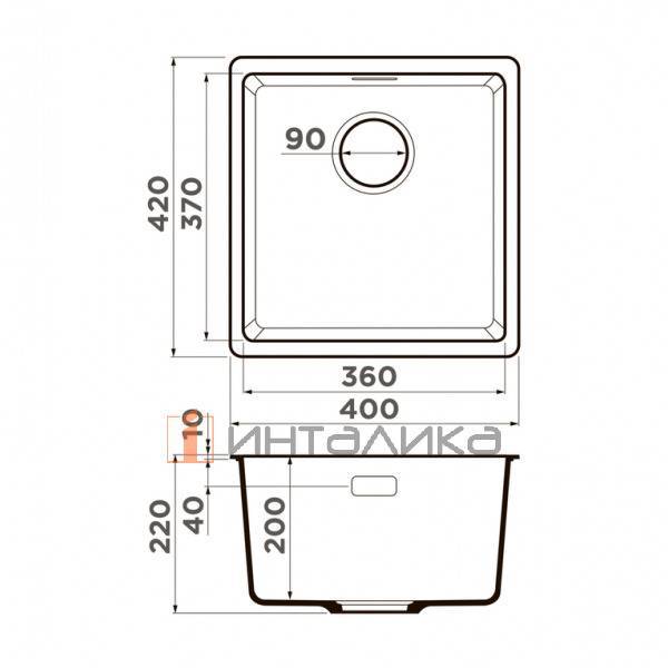 Мойка Omoikiri KATA 40-U Artgranit, 450, под столешницу, белый – 2