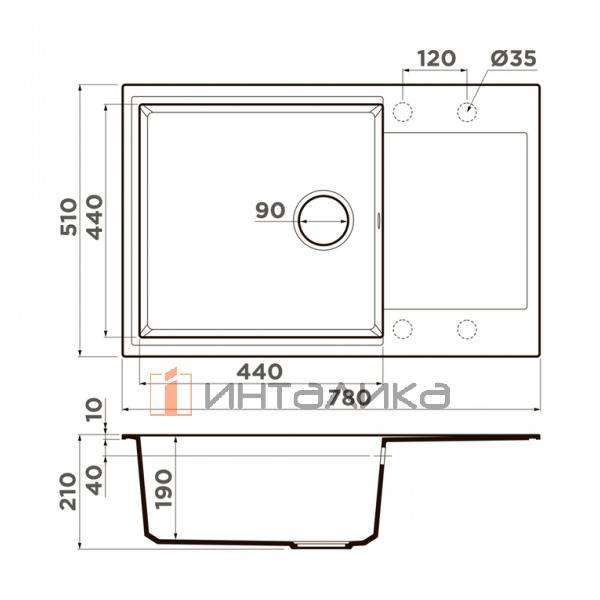 Мойка Omoikiri DAISEN 78-LB Artgranit, 600, накладная, espresso – 2