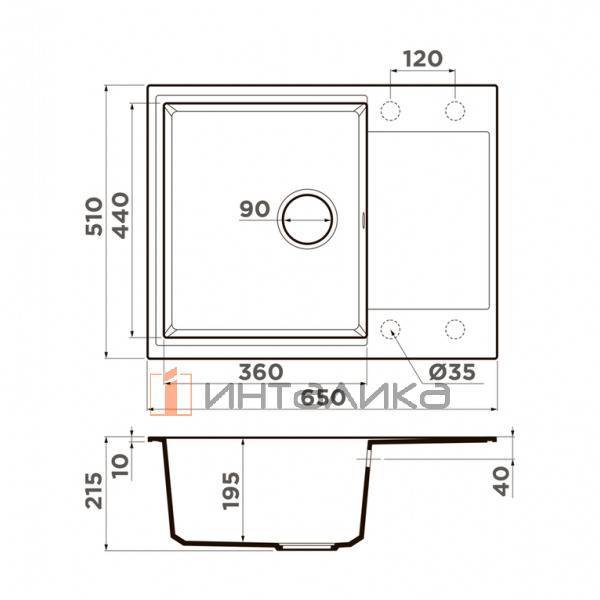 Мойка Omoikiri DAISEN 65 Artgranit, 500, накладная, белый – 2