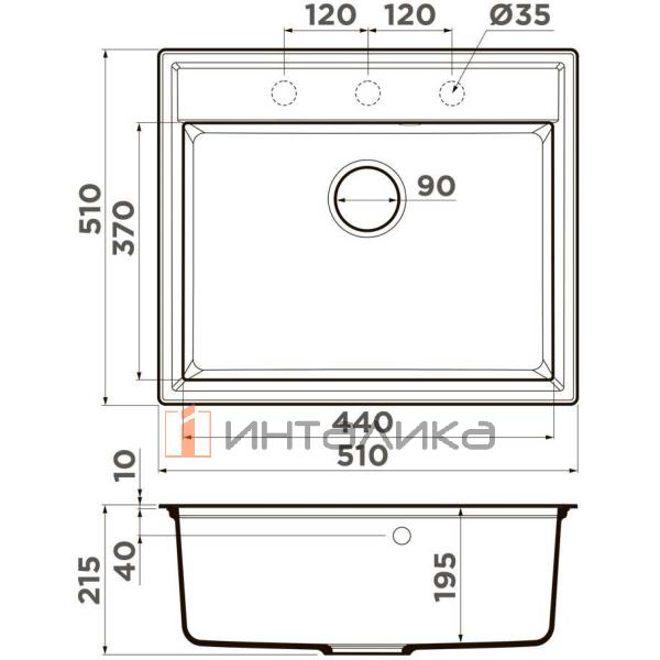 Мойка Omoikiri DAISEN 51 Artgranit, 600, накладная, leningrad grey – 2