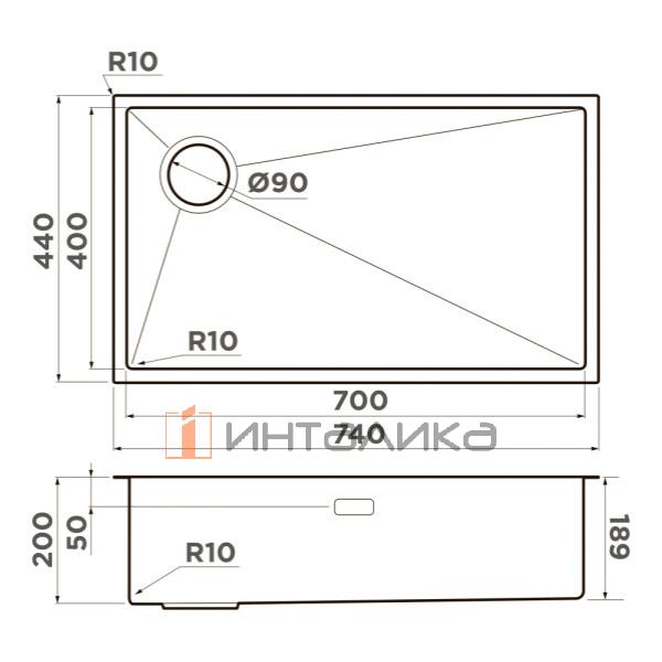 Мойка Omoikiri Taki 74-U/IF-L Side нержавеющая сталь, 800, накладная, светлое золото – 3