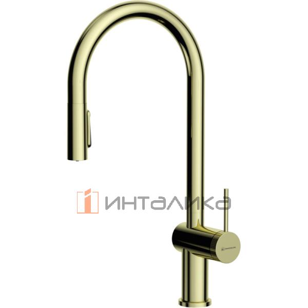 Смеситель Omoikiri Tahara-SB однорычажный, с выводом питьевой воды, с выдвижным шлангом, светлое золото – 1