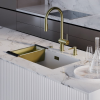 Превью Смеситель Omoikiri Tahara-SB однорычажный, с выводом питьевой воды, с выдвижным шлангом, светлое золото – 4