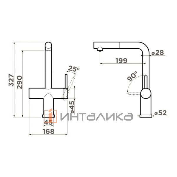 Смеситель Omoikiri Karatsu-S однорычажный, с выводом питьевой воды, с выдвижным шлангом, нержавеющая сталь – 2