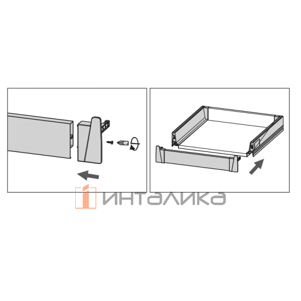 Комплект соединителей передней панели DTC для внутреннего ящика Dragon Box под 2 рейлинга, H199, серый – 3