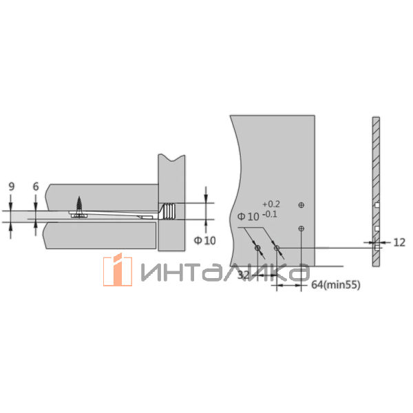 Коннектор для фасада ящика DTC – 2