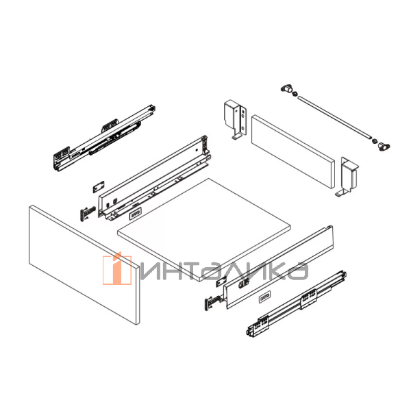 Низкий фасадный ящик DTC Magic Pro, Push-to-Open полное выдвижение, H62.5, NL500, G40, антрацит – 2