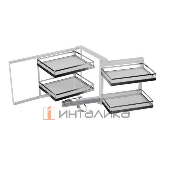 Волшебный уголок  KESSEBOHMER 450, 4 полки Arena style, Anti-slip, с доводчиком на закрывание, H525мм, правый, хром – 3