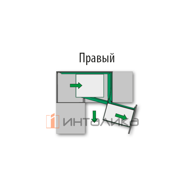 Волшебный уголок  KESSEBOHMER 450, 4 полки Arena style, Anti-slip, с доводчиком на закрывание, H525мм, правый, хром – 6