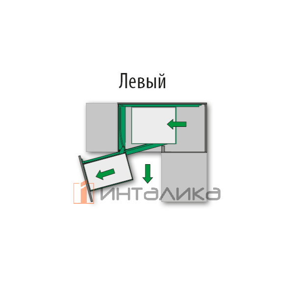 Волшебный уголок  KESSEBOHMER 450, 4 полки Arena pure, Anti-slip, с доводчиком на закрывание, H525мм, левый, хром – 5