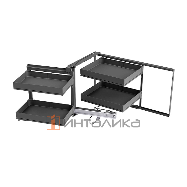 Волшебный уголок  KESSEBOHMER 450, 4 полки Arena pure, Anti-slip, с доводчиком на закрывание, H525мм, левый, хром – 2