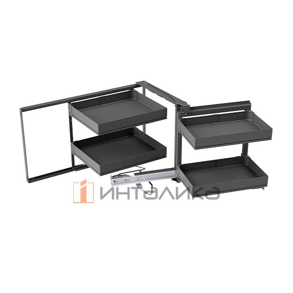 Волшебный уголок  KESSEBOHMER 450, 4 полки Arena pure, Anti-slip, с доводчиком на закрывание, H525мм, правый, хром – 2