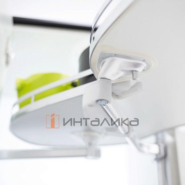 Поворотно-выдвижной механизм KESSEBOHMER Le Mans 450, 4 полки Arena style с доводчиками на закрывание, Anti-slip, H1265мм, левый, белый/хром – 2