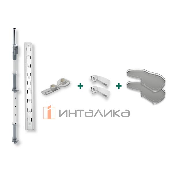 Поворотно-выдвижной механизм KESSEBOHMER Le Mans 500, 2 полки Arena classic с доводчиками на закрывание, Anti-slip, H720-900мм, правый, титан – 4