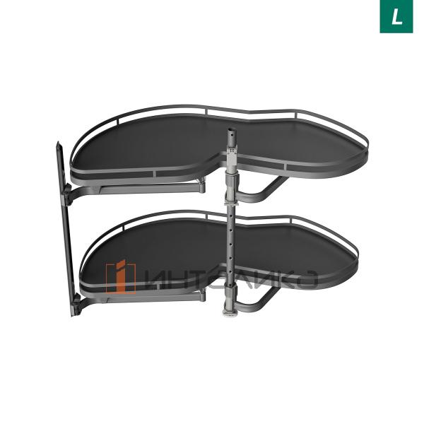 Поворотно-выдвижной механизм KESSEBOHMER Le Mans 400, 2 полки Arena style с доводчиками на закрывание, Anti-slip, H720-900мм, левый, антрацит – 5