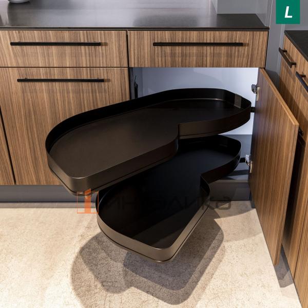 Поворотно-выдвижной механизм KESSEBOHMER Le Mans 450, 2 полки Arena pure с доводчиками на закрывание, Anti-slip, H600-750мм, левый, антрацит – 2