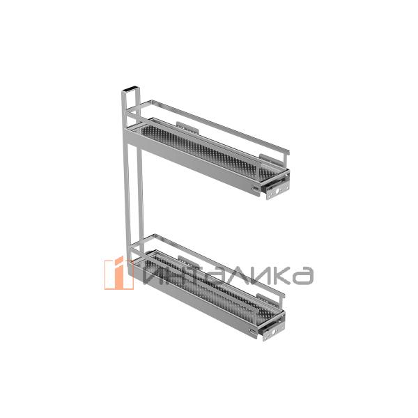 Бутылочница KESSEBOHMER №15, 2 полки Arena style, с доводчиком на закрывание, Anti-slip, 150х500х540, хром – 3