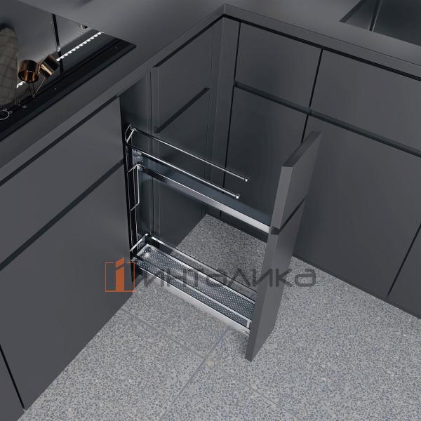 Бутылочница KESSEBOHMER №15, с полотенцедержателем, 1 полка Arena style с доводчиком на закрывание, Anti-slip, 150х500х590, хром – 3