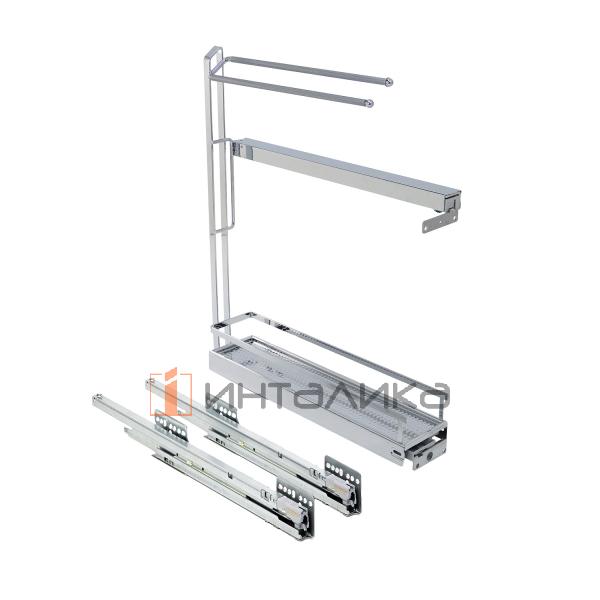 Бутылочница KESSEBOHMER №15, с полотенцедержателем, 1 полка Arena style с доводчиком на закрывание, Anti-slip, 150х500х590, хром – 4