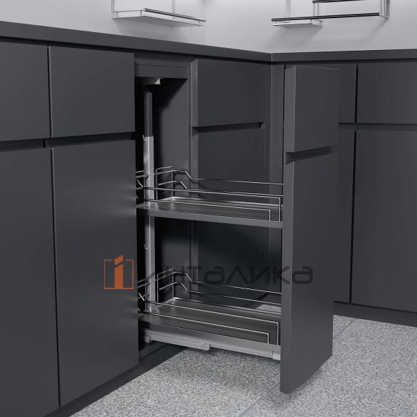 Выдвижной механизм KESSEBOHMER Dispensa Junior 300, 2 полки Arena classic с доводчиком на закрывание, Anti-slip, H695-783, хром – 2