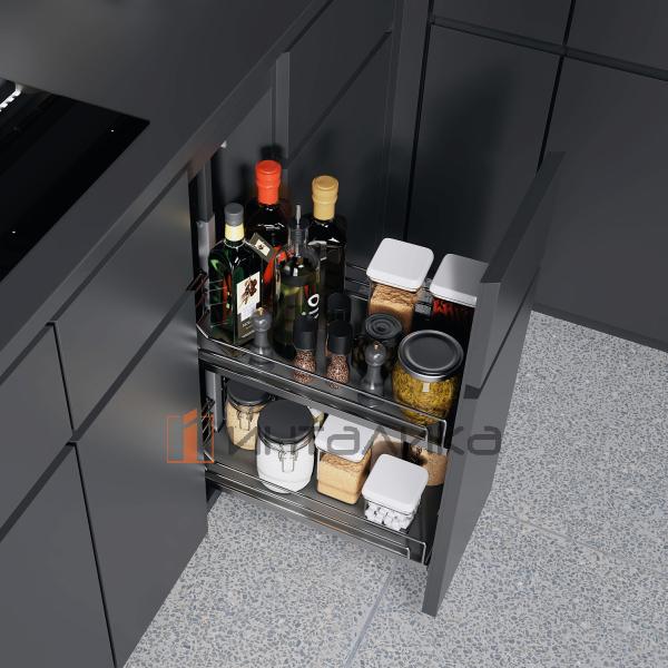 Выдвижной механизм KESSEBOHMER Dispensa Junior 300, 2 полки Arena classic с доводчиком на закрывание, Anti-slip, H695-783, хром – 3