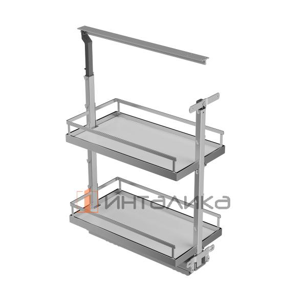 Выдвижной механизм KESSEBOHMER Dispensa Junior 300, 2 полки Arena style с доводчиком на закрывание, Anti-slip, H640-728, белый/хром – 4