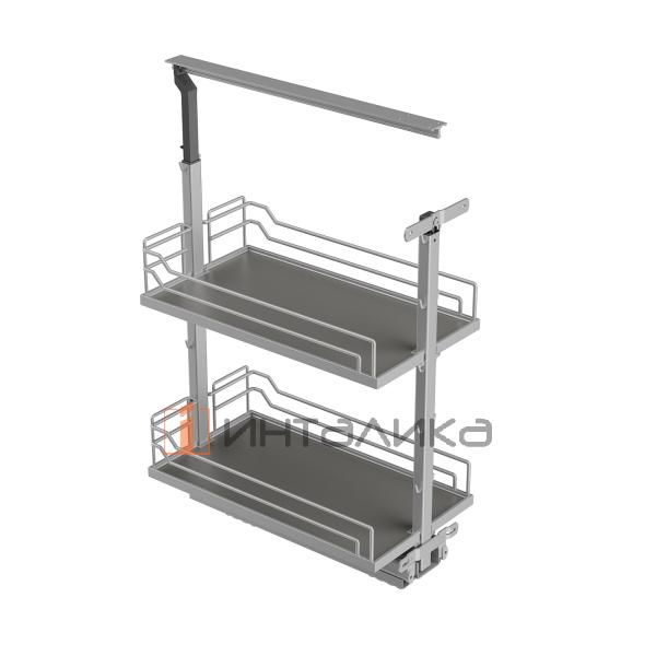 Выдвижной механизм KESSEBOHMER Dispensa Junior 200, 2 полки Arena classic с доводчиком на закрывание, Anti-slip, H695-783, титан – 4