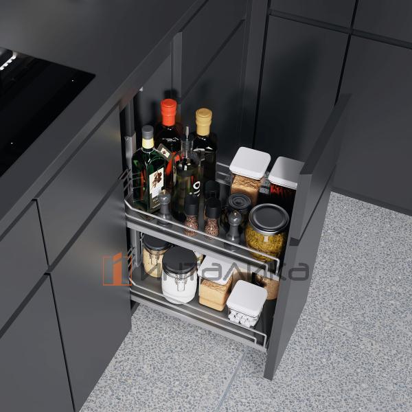 Выдвижной механизм KESSEBOHMER Dispensa Junior 300, 2 полки Arena classic с доводчиком на закрывание, Anti-slip, H695-783, титан – 3