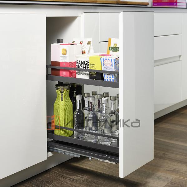 Выдвижной механизм KESSEBOHMER Dispensa Junior 300, 2 полки Arena style с доводчиком на закрывание, Anti-slip, H695-783, антрацит – 4