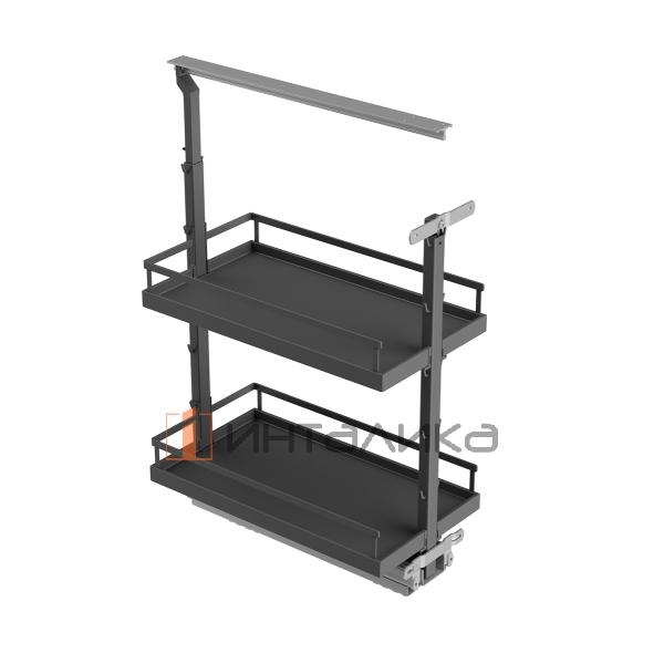 Выдвижной механизм KESSEBOHMER Dispensa Junior 300, 2 полки Arena style с доводчиком на закрывание, Anti-slip, H695-783, антрацит – 5