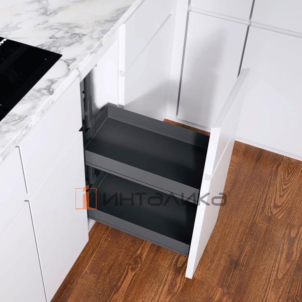 Выдвижной механизм KESSEBOHMER Dispensa Junior 300, 2 полки Arena pure с доводчиком на закрывание, Anti-slip, H695-783, антрацит – 2