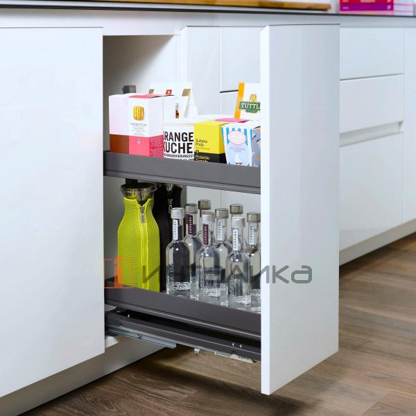 Выдвижной механизм KESSEBOHMER Dispensa Junior 300, 2 полки Arena pure с доводчиком на закрывание, Anti-slip, H695-783, антрацит – 3