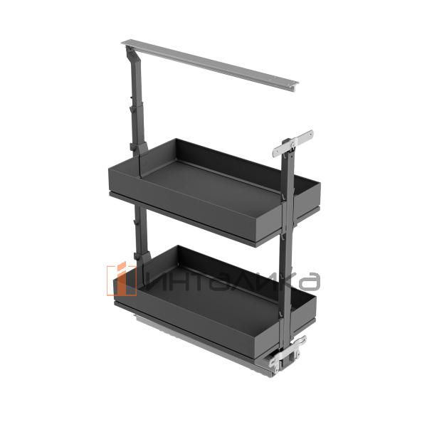 Выдвижной механизм KESSEBOHMER Dispensa Junior 300, 2 полки Arena pure с доводчиком на закрывание, Anti-slip, H640-728, антрацит – 4